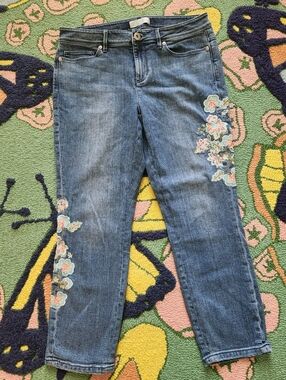 J Jill Embroidered Cropped Jeans